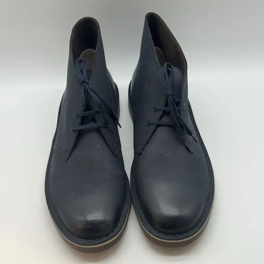 Clarks Bushacre 2 Chukka Boot 15522 Men 10.5M Navy Leather Lace Up Ankle Desert
